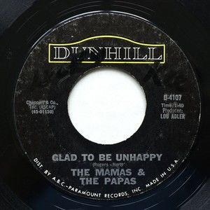 The Mamas & The Papas – Glad To Be Unhappy / Hey Girl 45 rpm Vinyl 7" Single #2